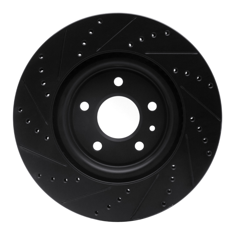 Ford Explorer Brake Rotor (1) - Front Right - R1 Concepts - Drilled & Slotted - Black - `11-`19